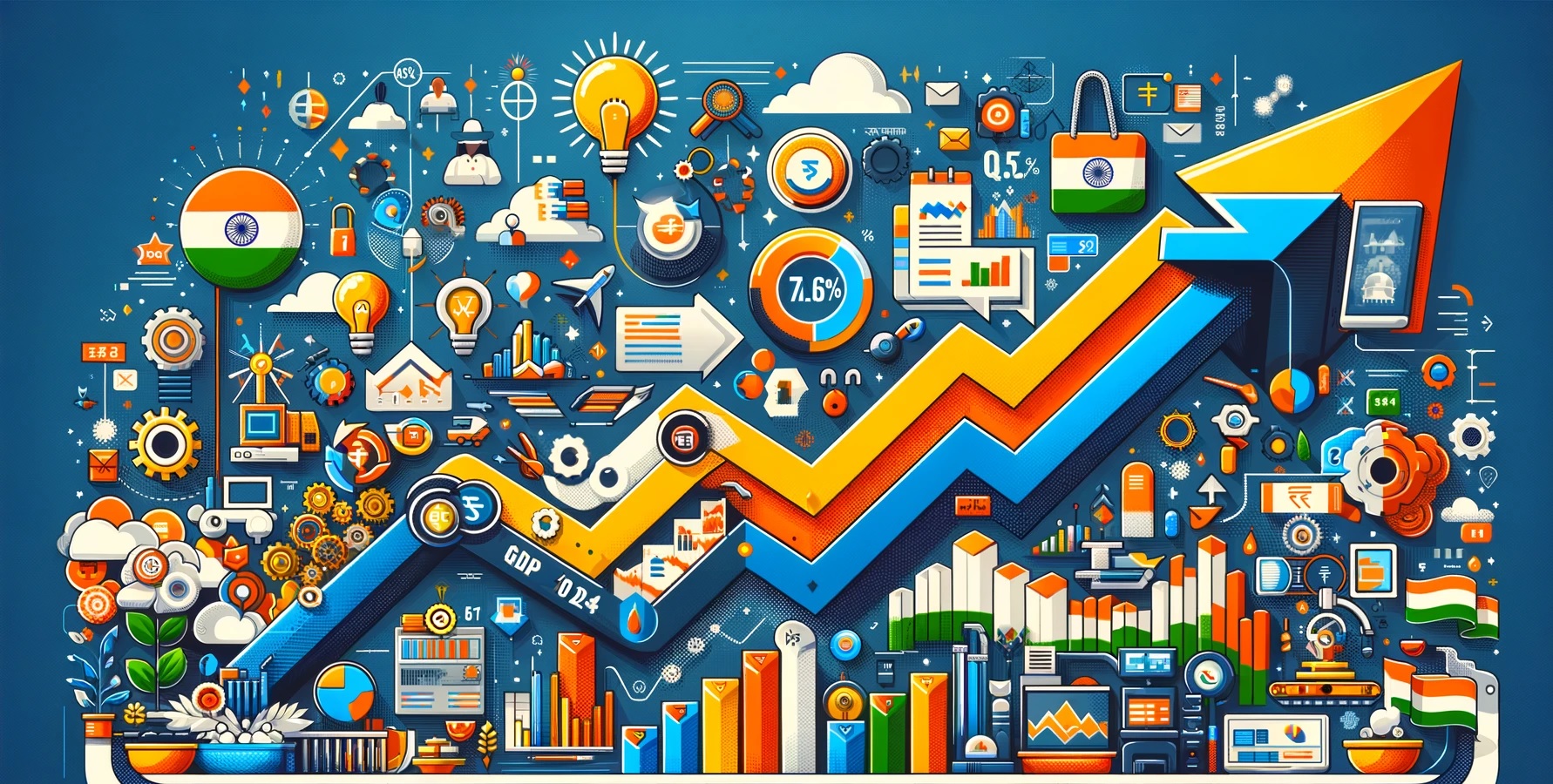 India Surpasses Growth Projections Q2 FY24 GDP Soars to 7.6
