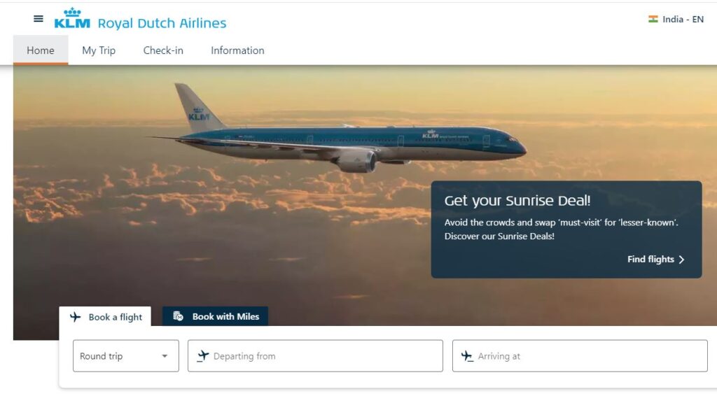 KLM website