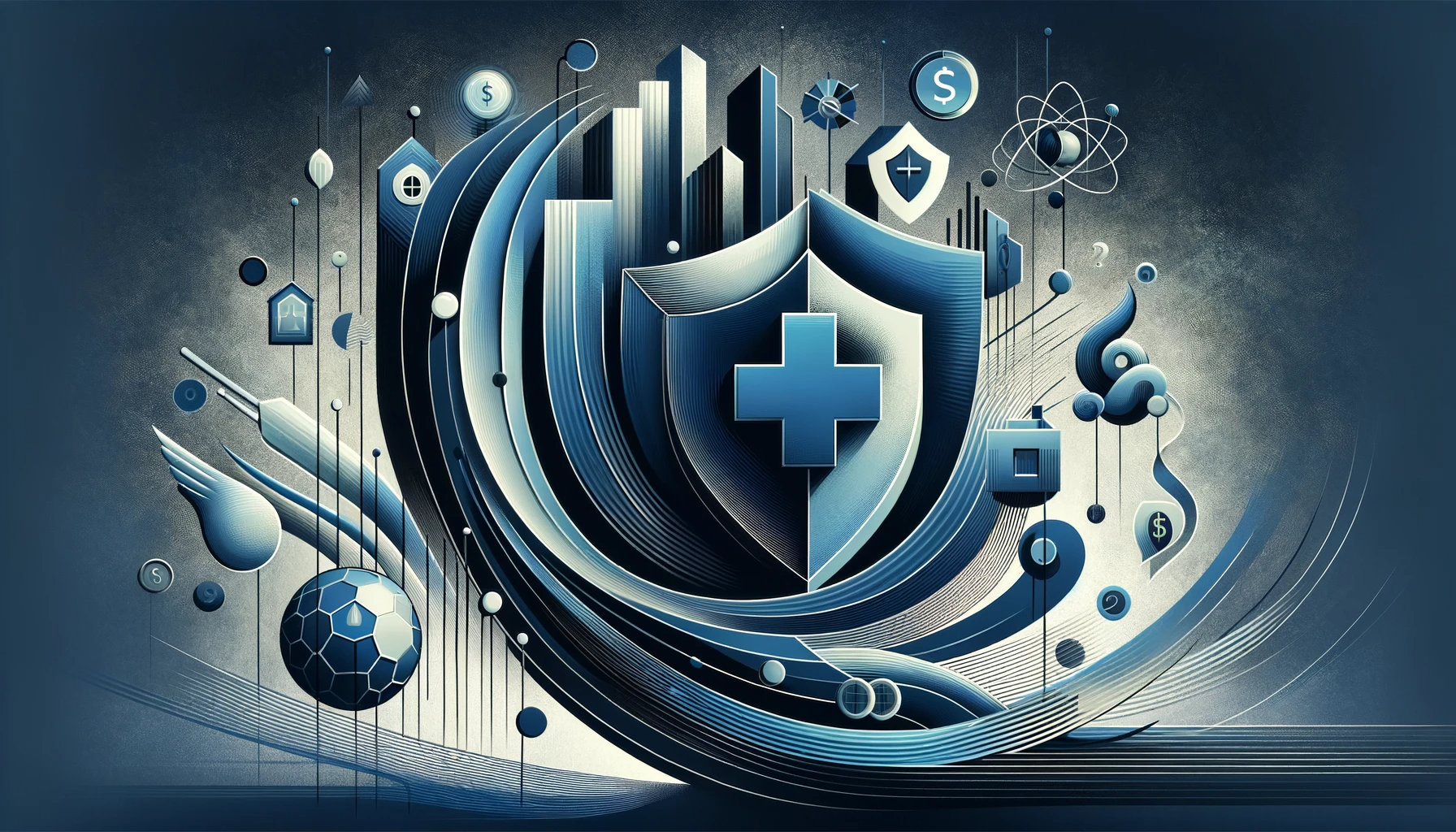 A modern, abstract artistic representation reflecting the themes of insurance and financial security.