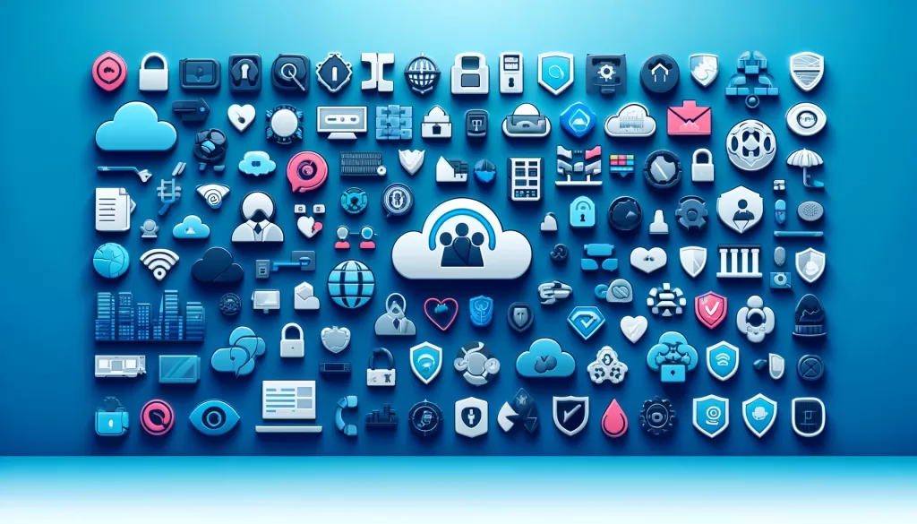 A wide image depicting icons representing various IT services brands. The background should be a gradient of blue and white, giving a sleek and modern