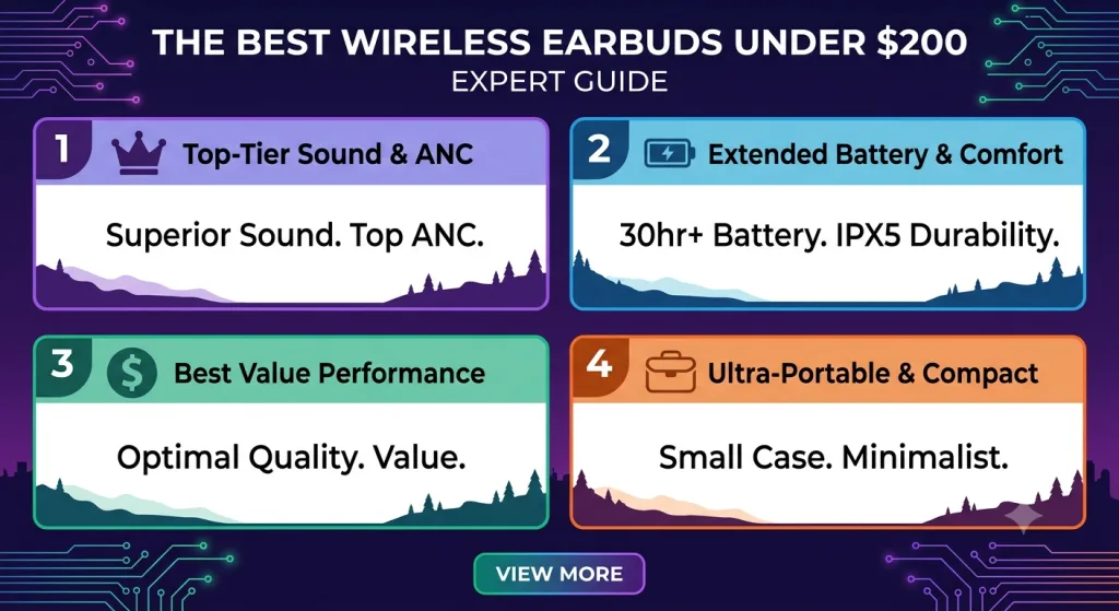 Best wireless earbuds under $200 in 2026: Expert guide comparing Sony LinkBuds S, Samsung Galaxy Buds, AirPods Pro, and more. Find your perfect fit.